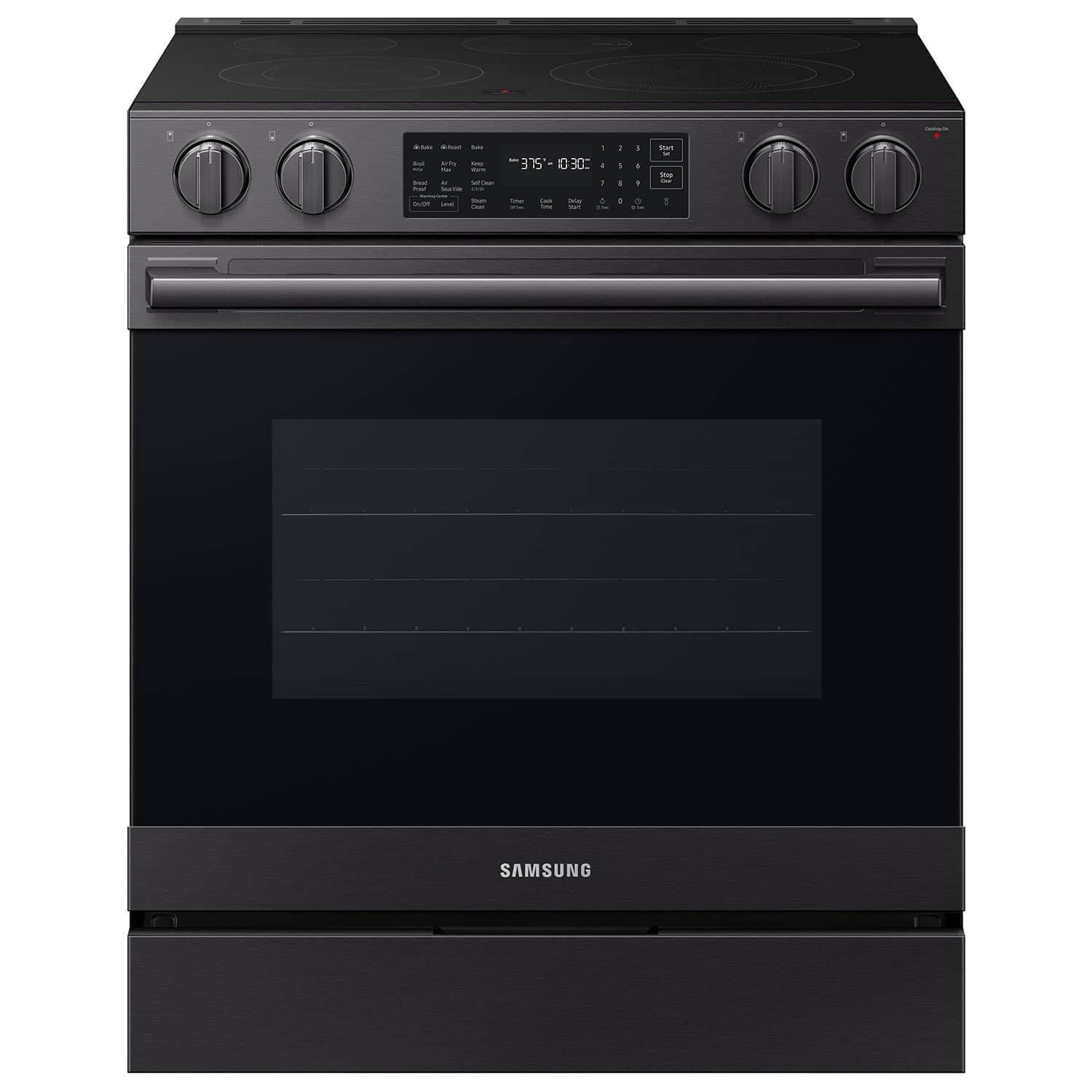 Samsung - 6.3 cu. ft. Bespoke Smart Slide-In Electric Range with No Preheat Air Fry Max and True Convection - Fingerprint Resistant Matte Black Steel
