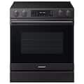 Samsung - 30 in. Wide 4 Burner 6.3 cu. ft. Bespoke Smart Slide-In Electric Range with No Preheat Air Fry Max and True Convection - Fingerprint Resistant Matte Black Steel