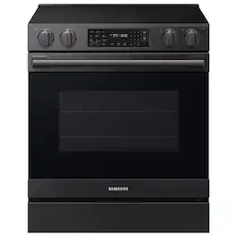 Samsung - 6.3 cu. ft. Bespoke Smart Slide-In Electric Range with No Preheat Air Fry Max and True Convection - Fingerprint Resistant Matte Black Steel