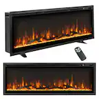 Front. Costway - Costway 50" Electric Fireplace Recessed Wall Mounted Freestanding with Remote Control - Black.