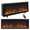 Costway - 50" Electric Fireplace Recessed Wall Mounted Freestanding with Remote Control - Black