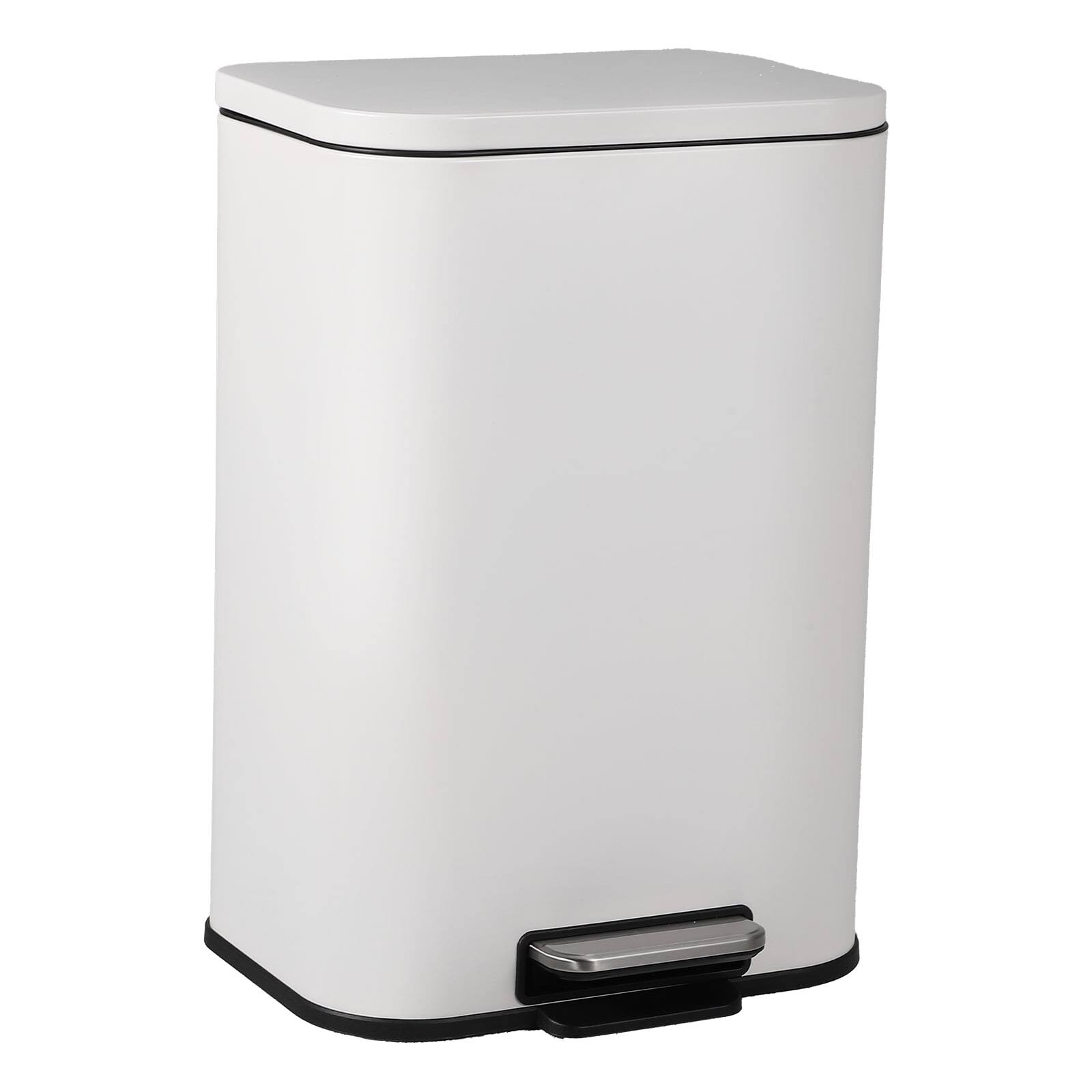 Homhougo - Stainless Steel Kitchen Trash Can with Soft-Close Lid, Removable Inner Bucket, Fingerprint-Proof - 12L White