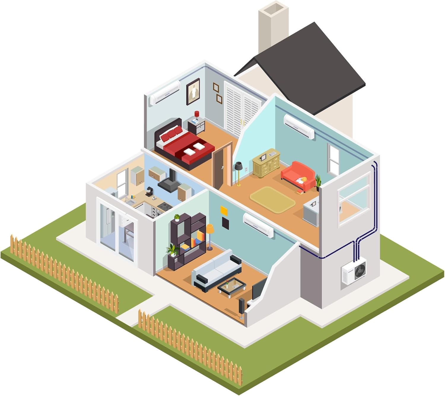 Angle. Pioneer - Quantum Ultra 3-Zone 27,000 BTU 24 SEER Ductless Wi-Fi Enabled Mini Split Heat Pump with 16 ft. Lines - White.