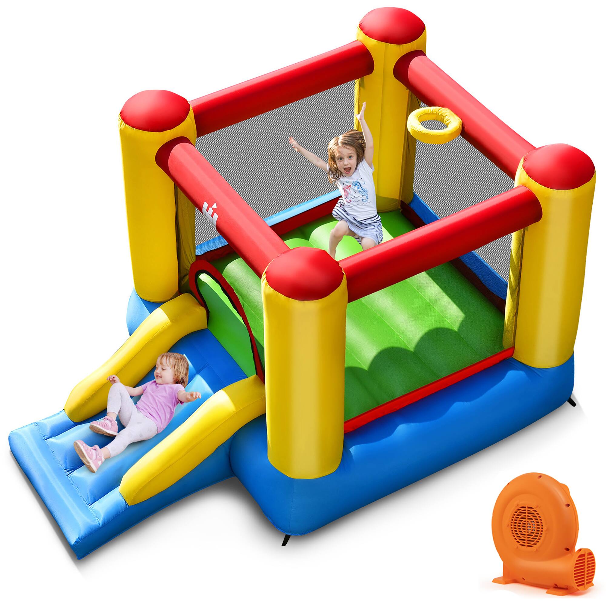 Front. Costway - Costway Inflatable Bouncer Kids Slide Bounce House for Indoor Outdoor with 350W Blower - Multicolour.