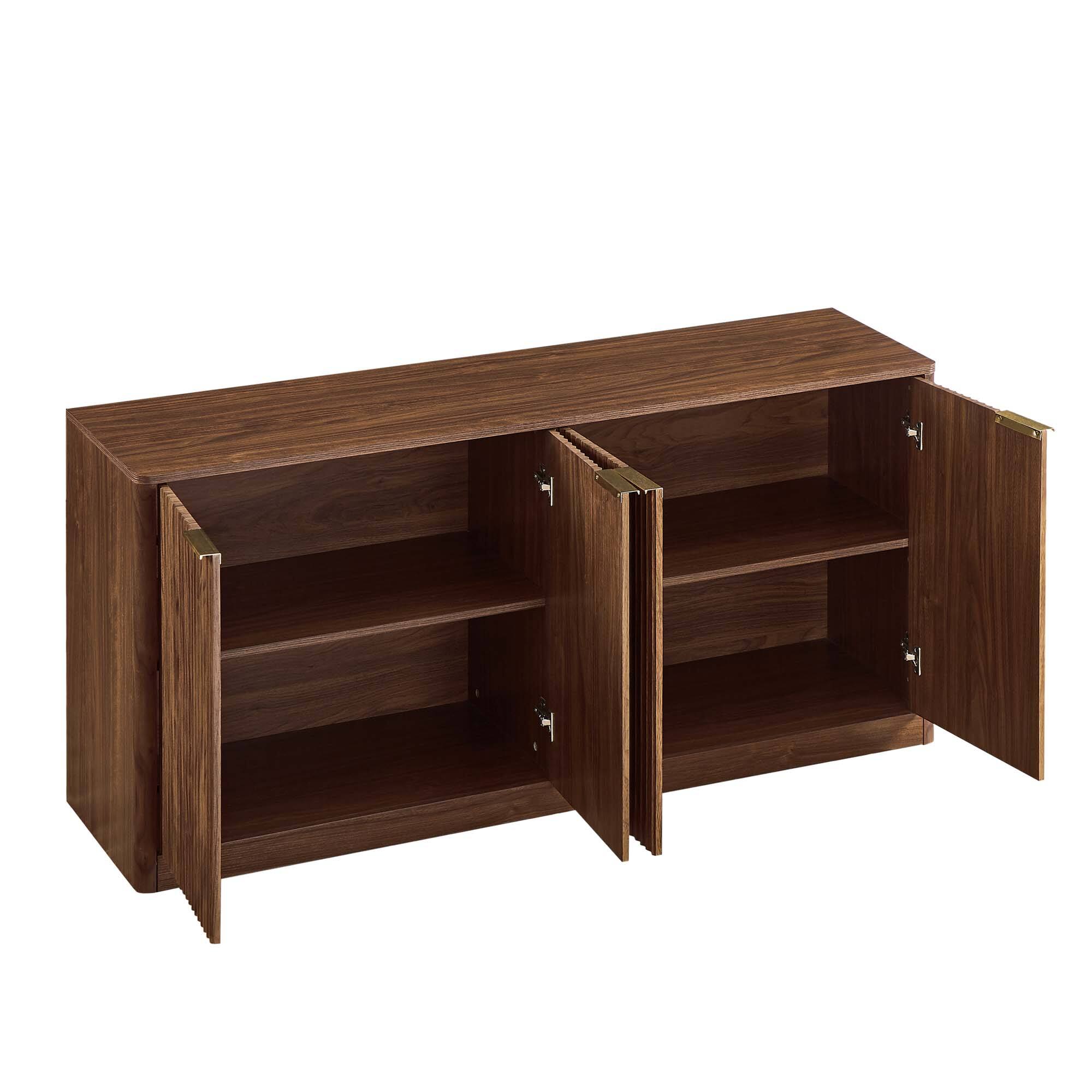 Alt View 8. Forest'nSky - 59-inch modern wavy sideboard, curved contour design storage cabinet,Walnut - Walnut.