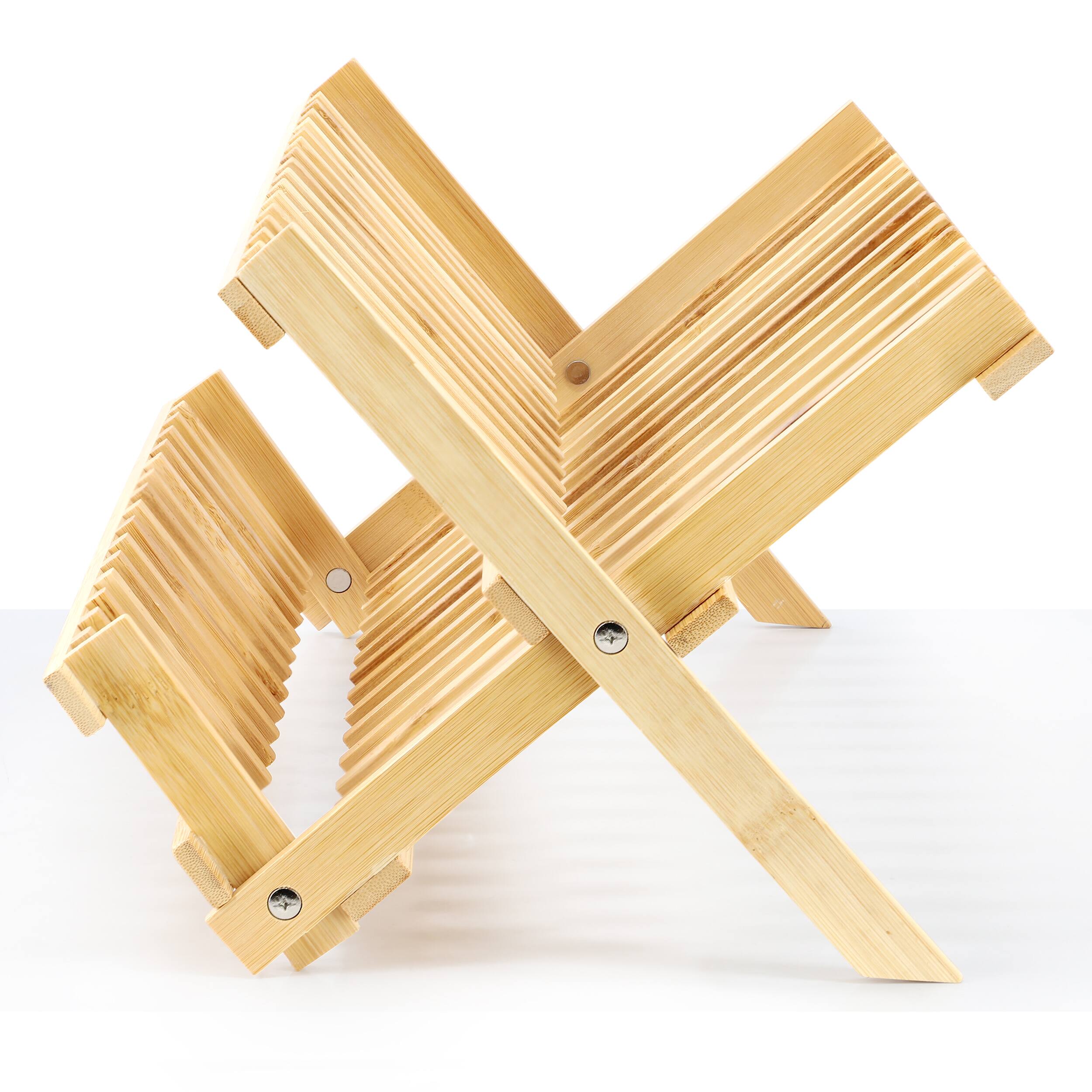 Alt View 2. MegaChef - MegaChef 2-Tier Collapsible Kitchen Bamboo Drying Dish Rack - Brown.