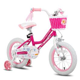 JOYSTAR - Angel Kids Bike for Toddlers Ages 3-5, Children's Bicycle with Training Wheels Basket for Girls Boys, 14" - Pink