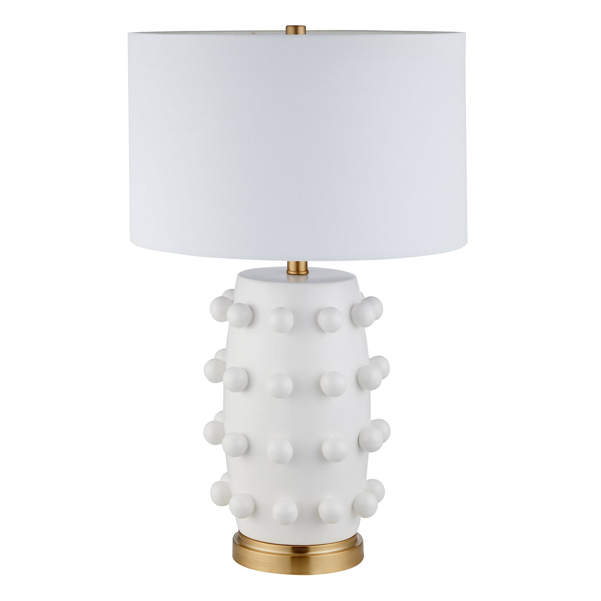 Front. Hudson&Canal - Farrington 26" Tall Ceramic Table Lamp with Fabric Shade in Matte White/White.