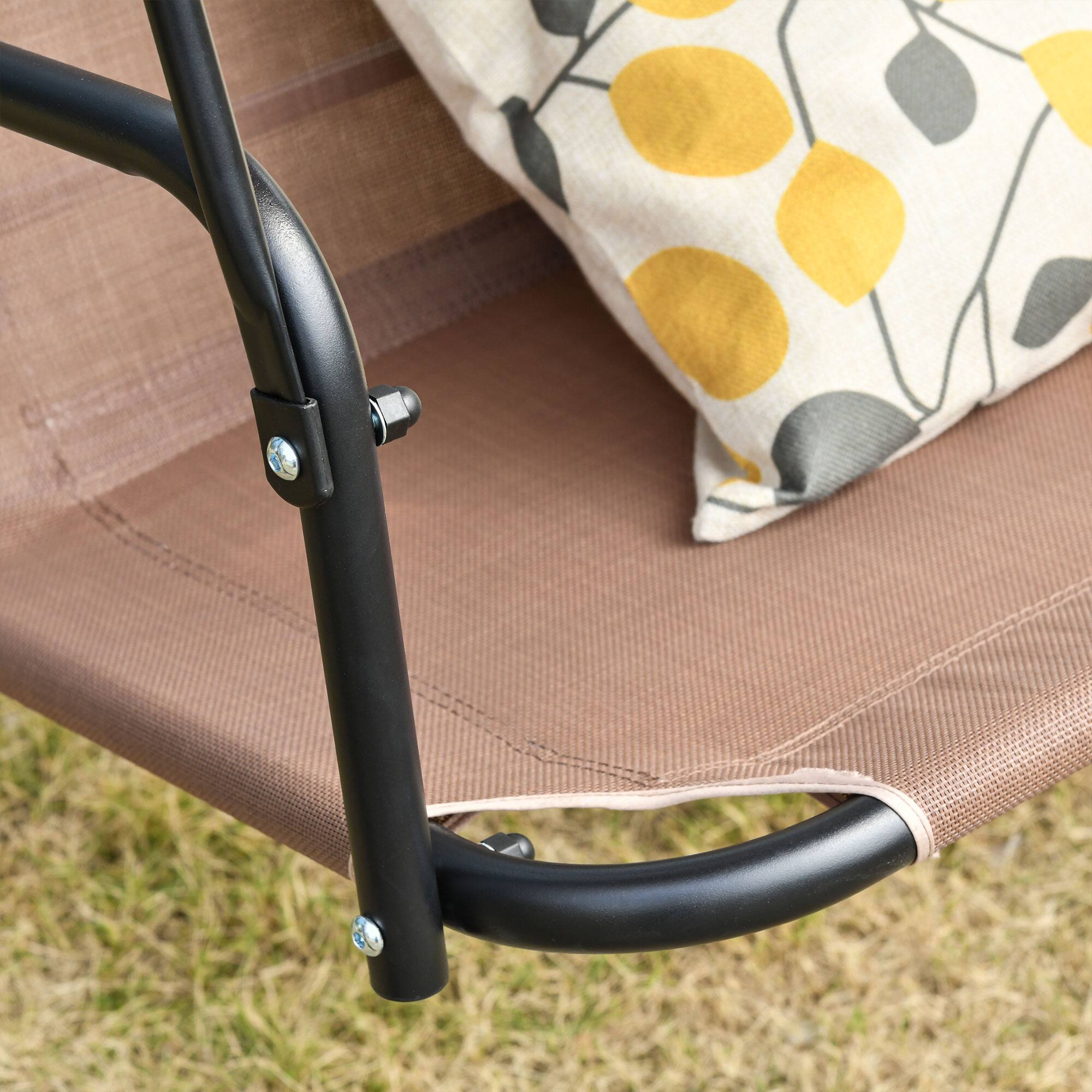 Alt View 7. Outsunny - Patio Swing Chair, Outdoor Adjustable Canopy Porch Swing with Armrests - Brown.
