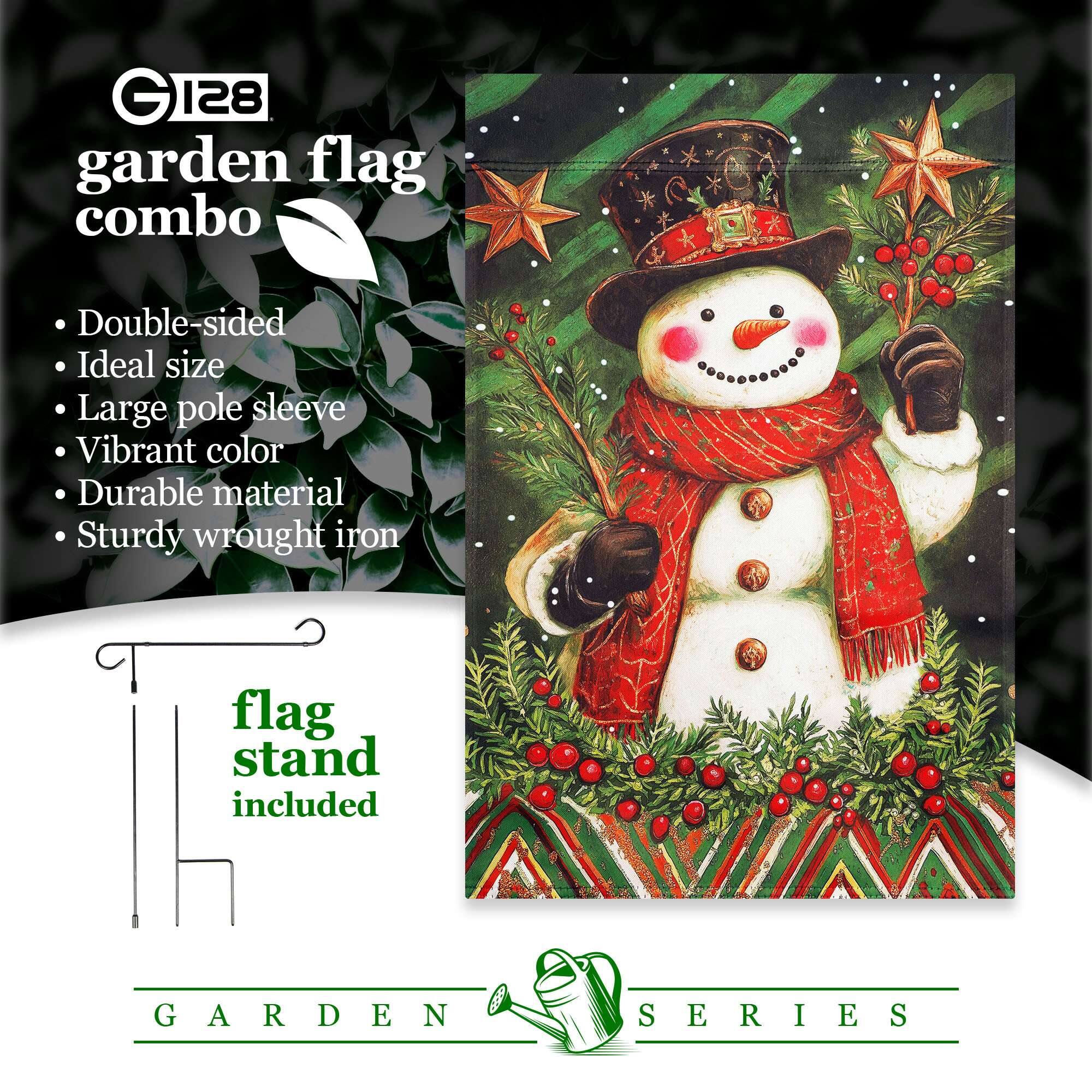 GI23 garden flag combo

- Double-sided
- Ideal size
- Large pole sleeve
- Vibrant color
- Durable material
- Sturdy wrought iron

flag stand included

GARDEN SERIES