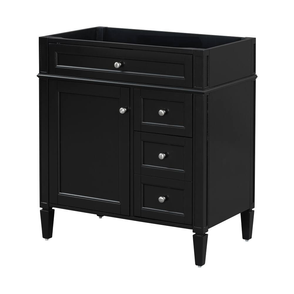 Alt View 1. Loheer - Loheer 30 inch bathroom vanity without top, Black Bathroom Storage Cabinet with Tip-out Drawer - Black.