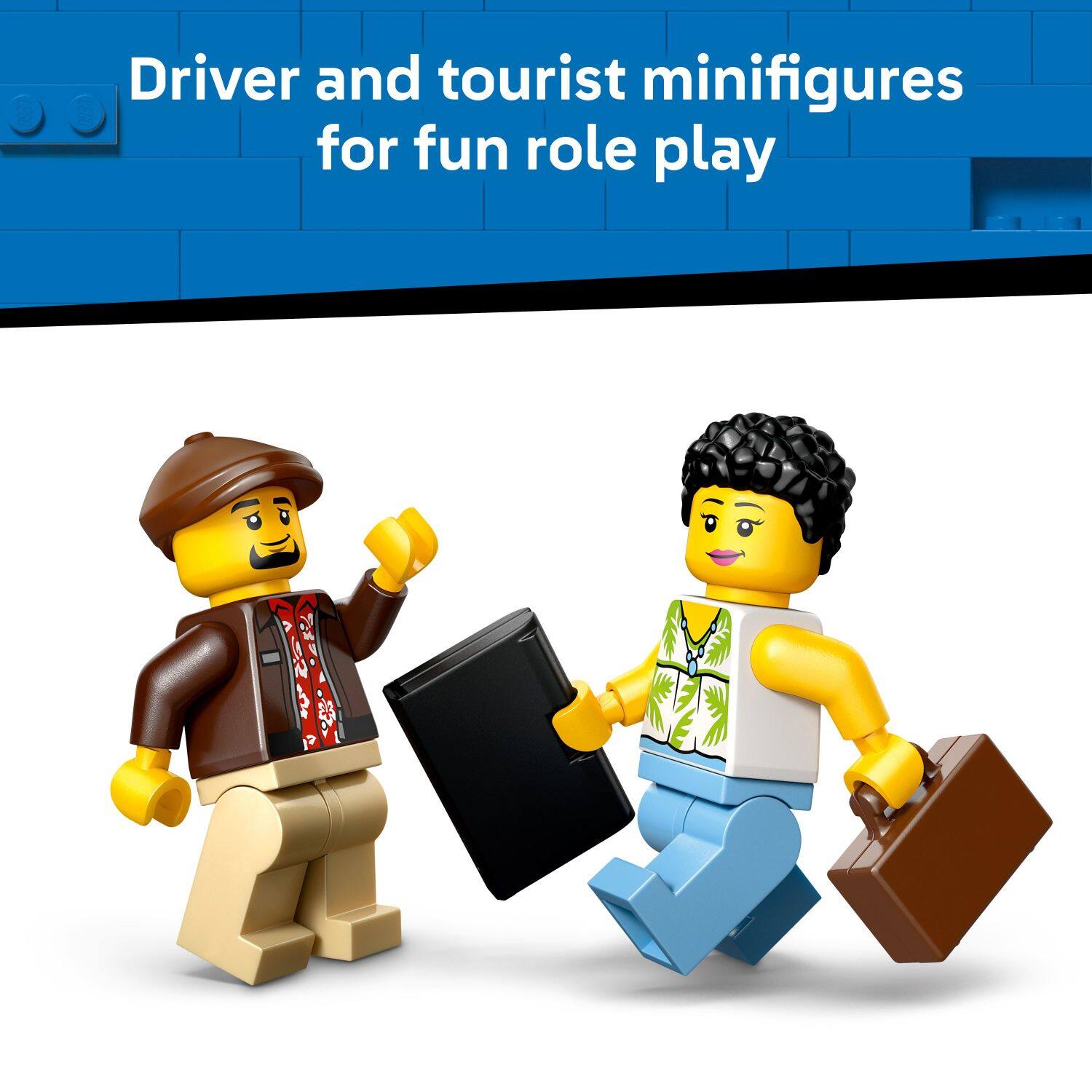 Driver and tourist minifigures for fun role play