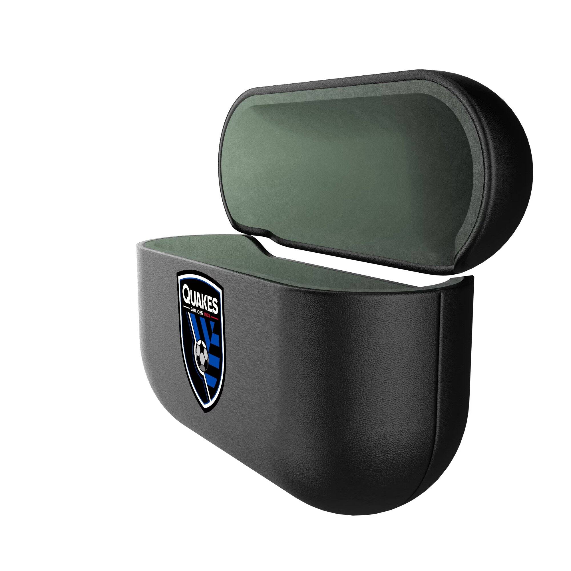 Alt View 1. Keyscaper - San Jose Earthquakes Black San Jose Earthquakes Insignia AirPods Case Cover - No Size - Black.