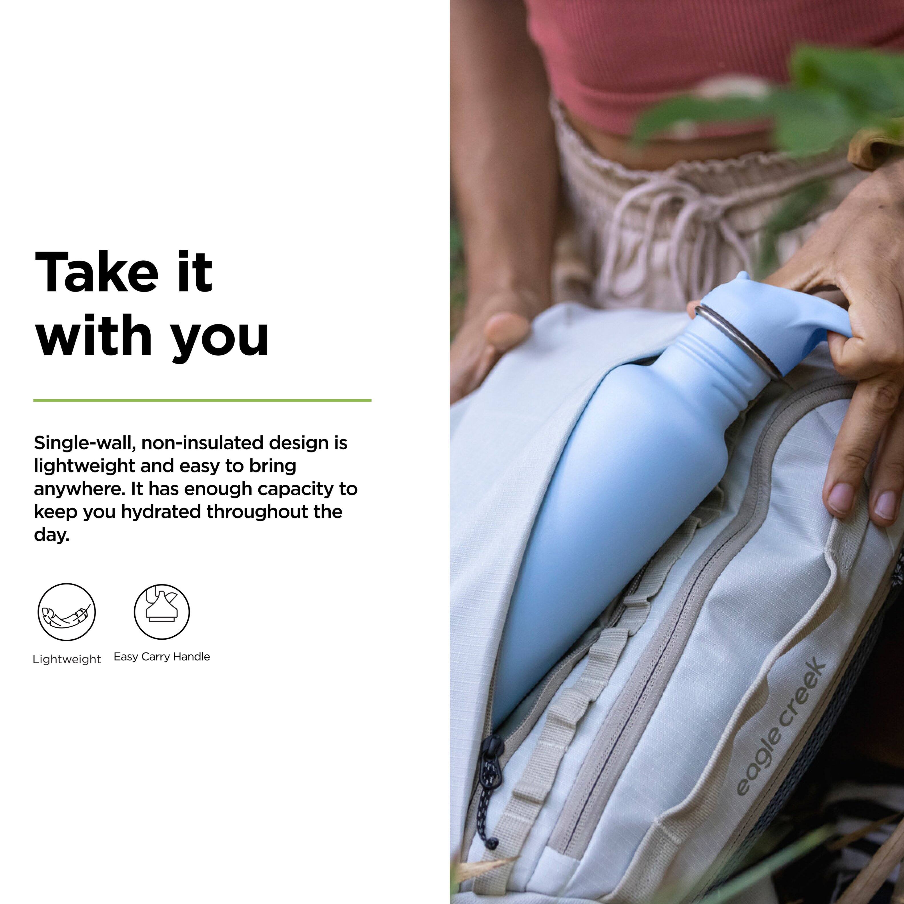 Take it with you

Single-wall, non-insulated design is lightweight and easy to bring anywhere. It has enough capacity to keep you hydrated throughout the day.

Lightweight Easy Carry Handle

creek eagle