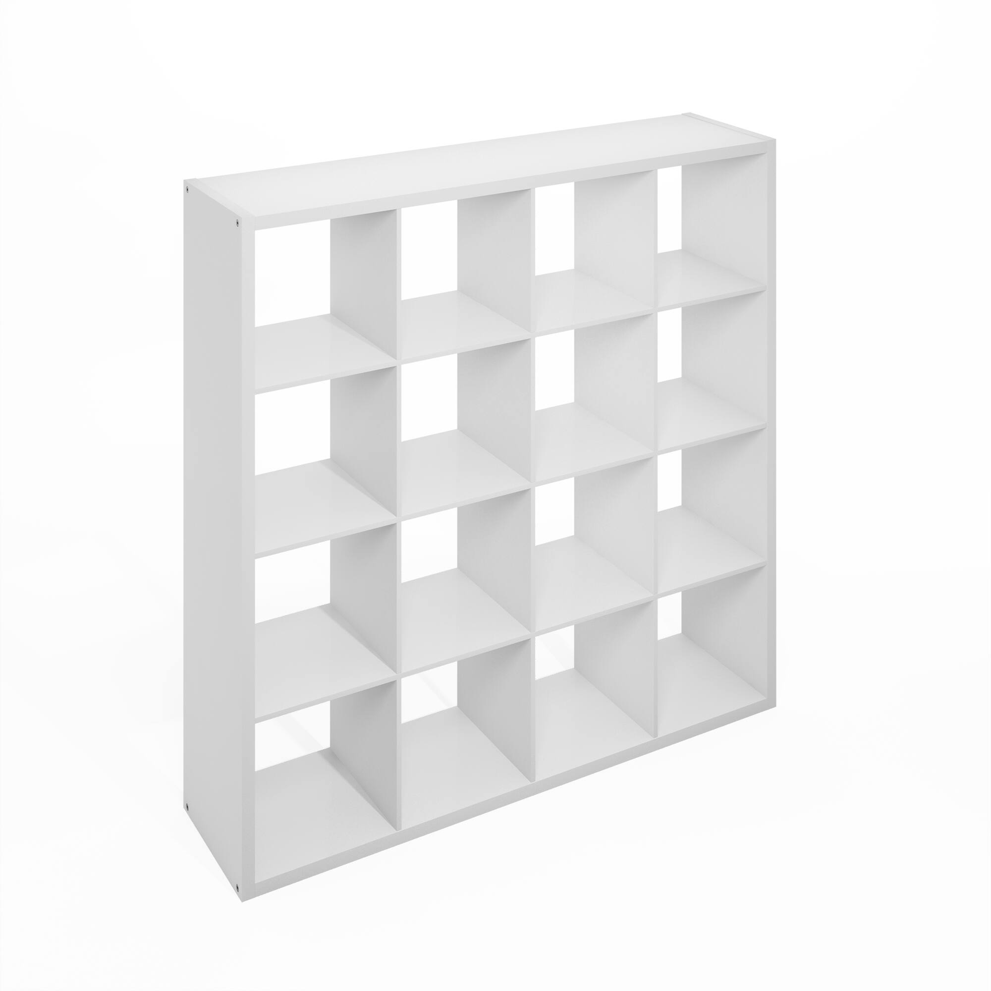 Front. Furinno - Simple Open Back Cube Storage Organizer, Standing Shelf, 16-Cube, White - White.