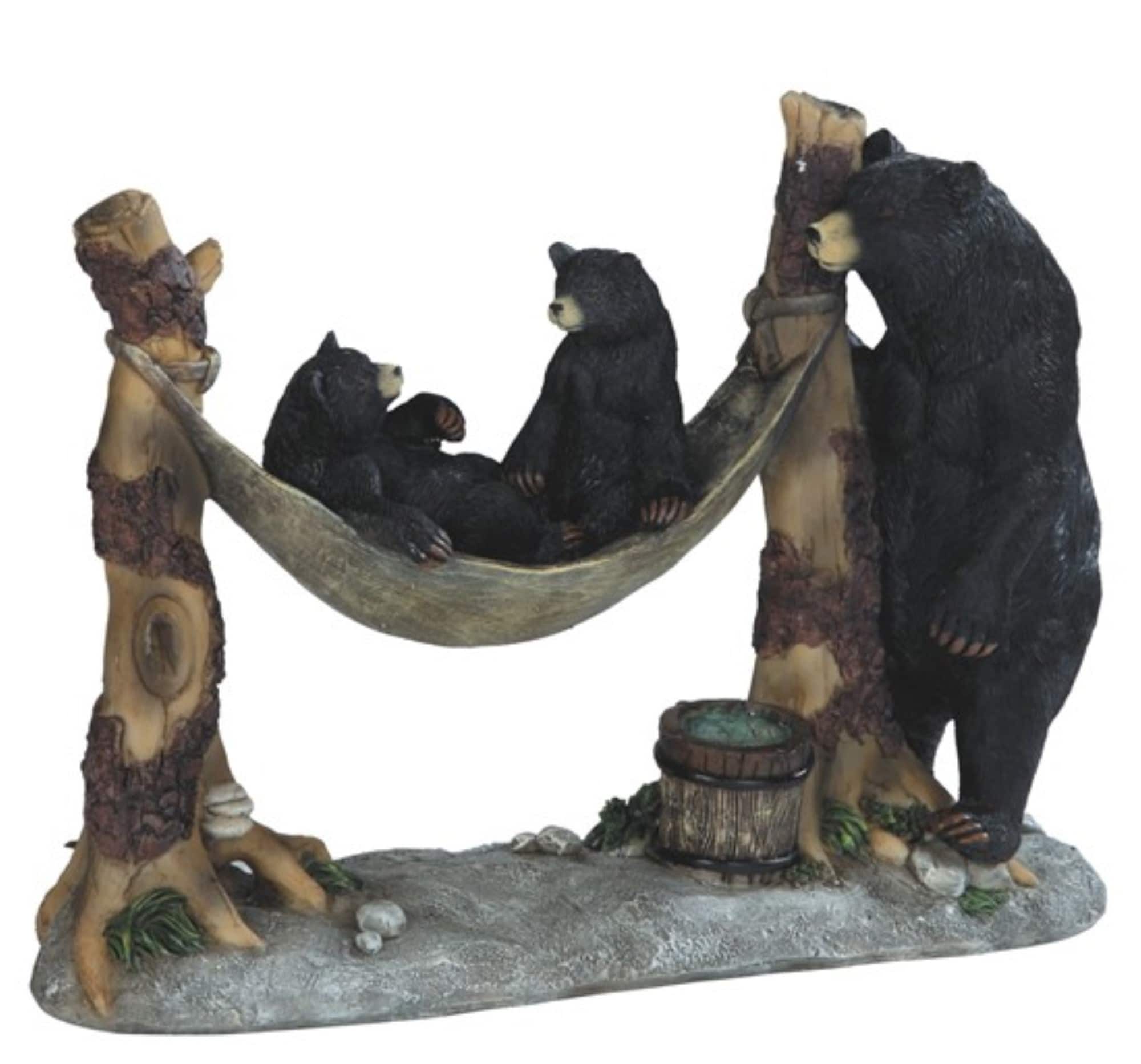 FC Design - 7"H Bear Watching Cubs in Hammock Figurine Statue Office Desk Tabletop Home Decor Gift - Multi-Color