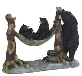 FC Design - 7"H Bear Watching Cubs in Hammock Figurine Statue Office Desk Tabletop Home Decor Gift - Multi-Color