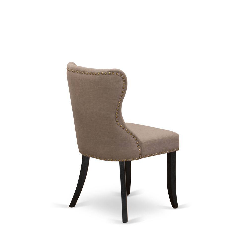 Alt View 3. East West Furniture - Set of 2 - Dining Room Chair- Upholstered Dining Chairs Includes Wirebrushed Black Wooden Frame - Black.