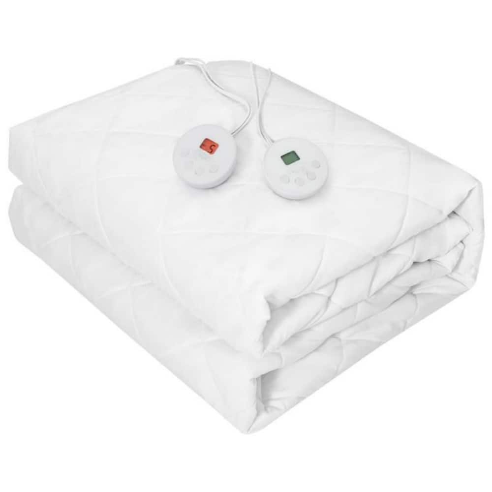 HONGGE - Heated Mattress Pad with Dual Controls and Auto Shutoff - White