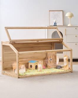 VEVOR - Wooden Hamster Cage, 270° Viewing Hamster Habitat, 40 x 20 x 20in, Dwarf Hamster Cages with Openable Top