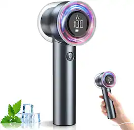 BEARSOLIM - 1-100 Speed Portable Handheld Turbo Fan,15000RPM Ultra High-speed,5000mAh Battery Rechargeable Mini Fans,Digital Display - Black