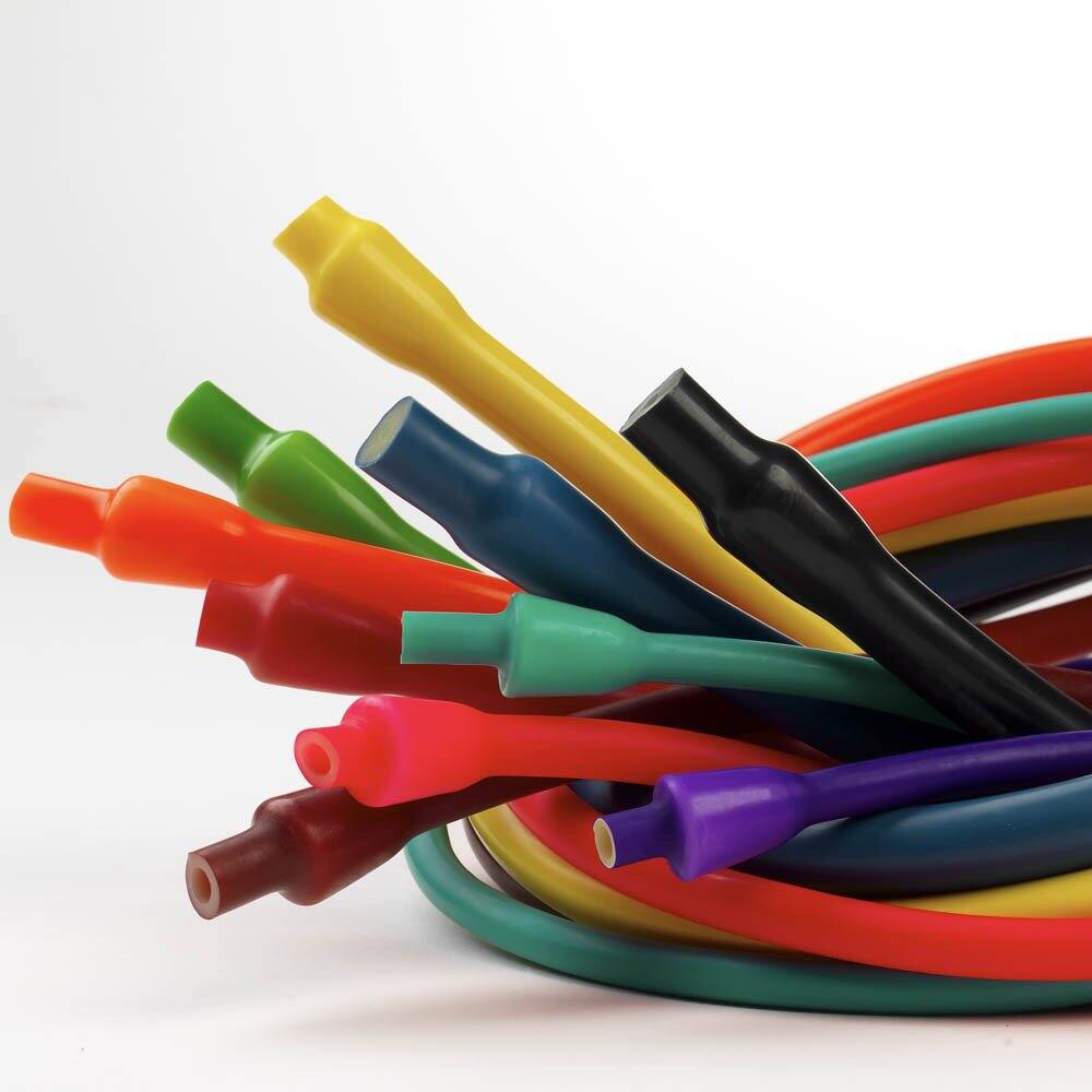 Angle. Amber Sporting Goods - IronCompany Prism Fitness 20lb Resistance Cable, Durable Rubber Cables Perfect for Exercising and Stretching - Purple.