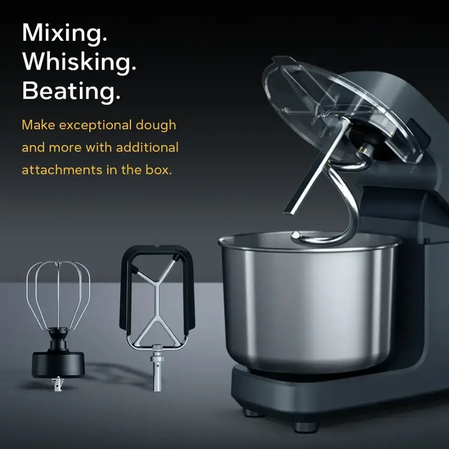Mixing, Whisking, Beating. Make exceptional dough and more with additional attachments in the box.