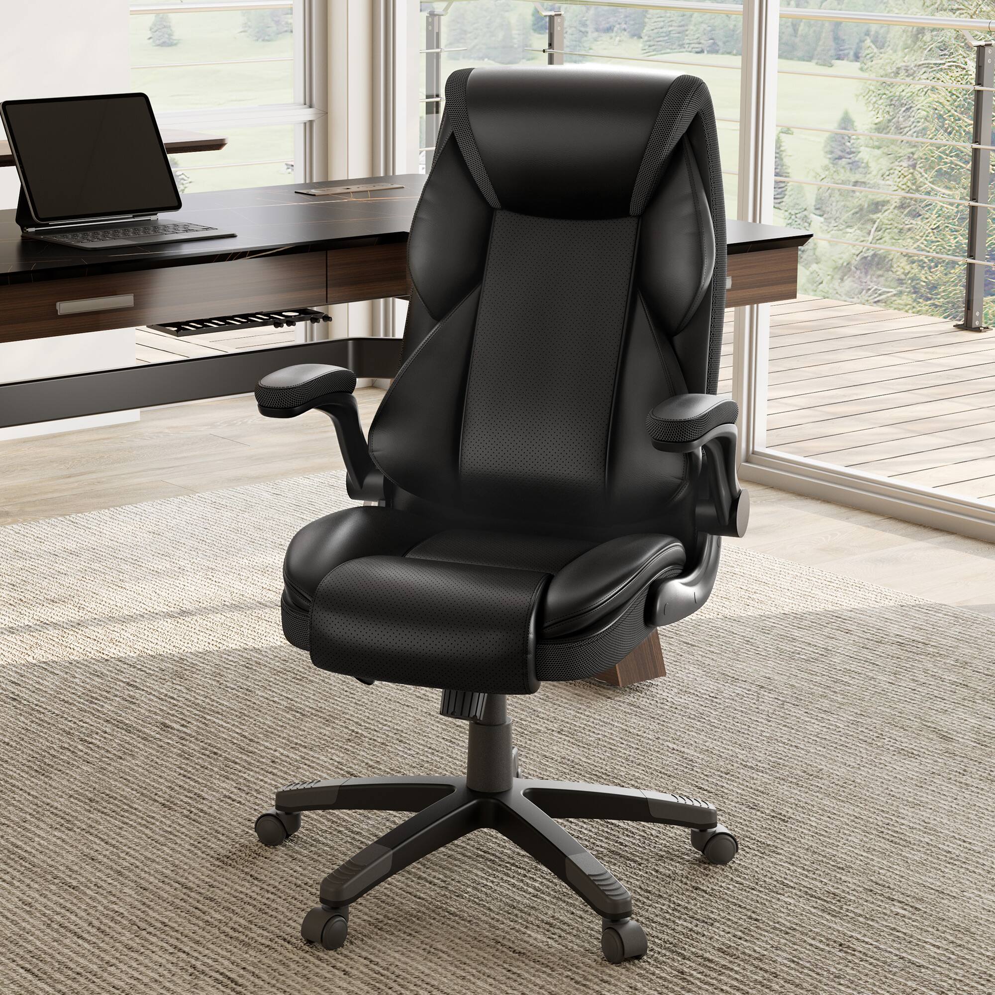 Alt View 4. Eureka Ergonomic - Ergonomic Home Office Chair Executive Chair PU Leather High Back - Black.