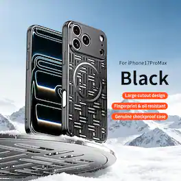 Dteck - Shockproof Electroplated Case for Apple iPhone 17 Pro Max, Magnetic Heat Dissipation Cover with Precision Camera Defense - Black