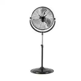 SKONYON - High Velocity Pedestal Fan with Adjustable Height Powerful Airflow and Metal Blades - Black