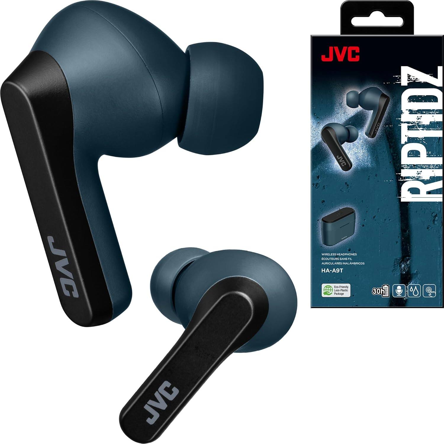 JVC Riptidz Wireless Headphones  
HA-A9T  
30h  
Eco-Friendly Packaging
