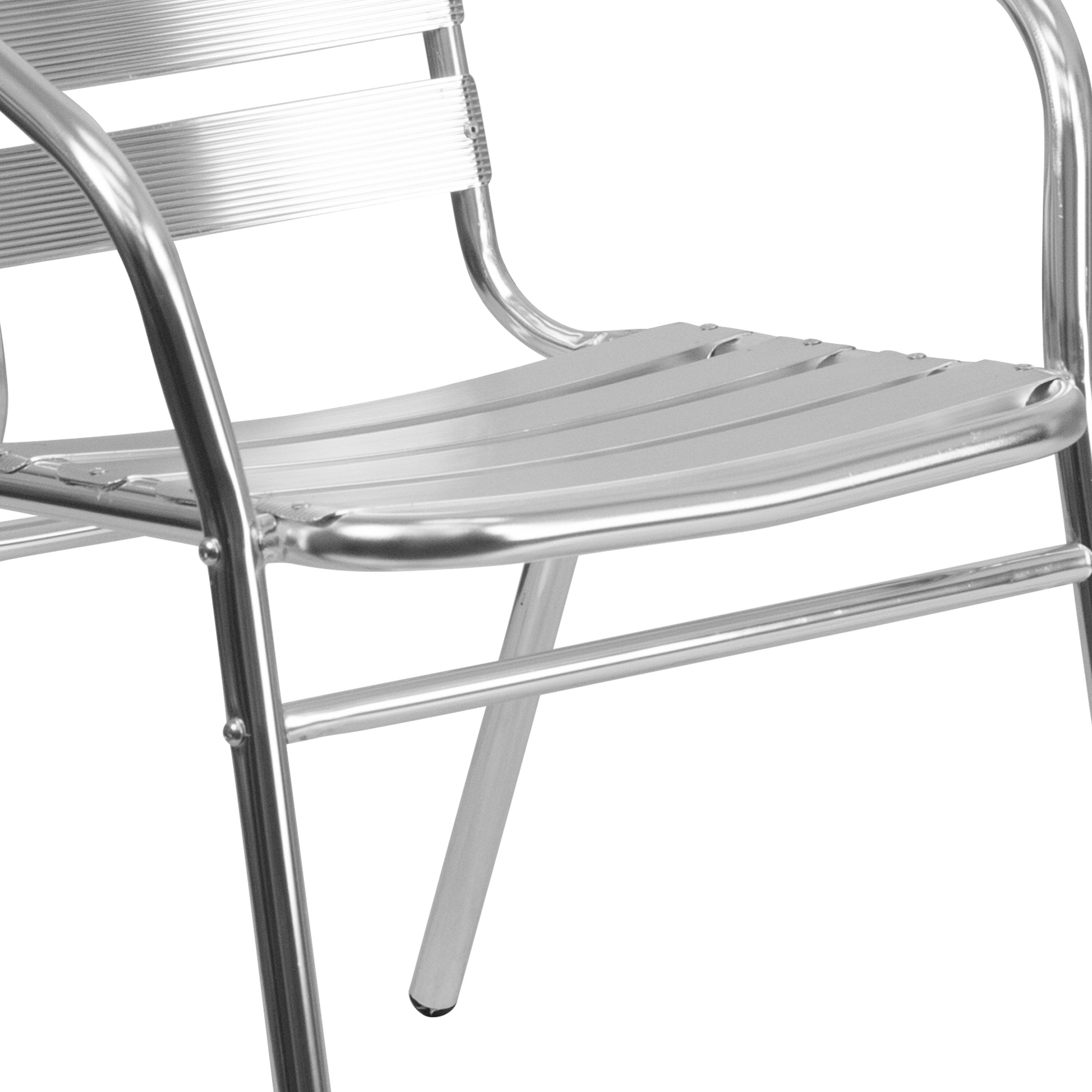 Alt View 9. Emma + Oliver - 4 Pack Aluminum Commercial Indoor-Outdoor Restaurant Stack Chair with Triple Slat Back - Aluminum.