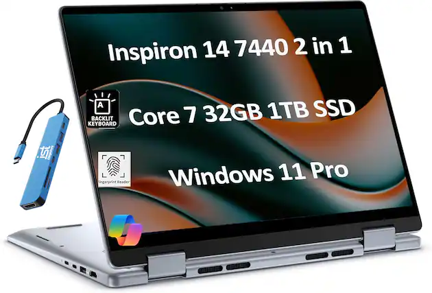 Inspiron 14 7440 2 in 1
Core 7 32GB 1TB SSD
Windows 11 Pro
Backlit Keyboard
Fingerprint Reader