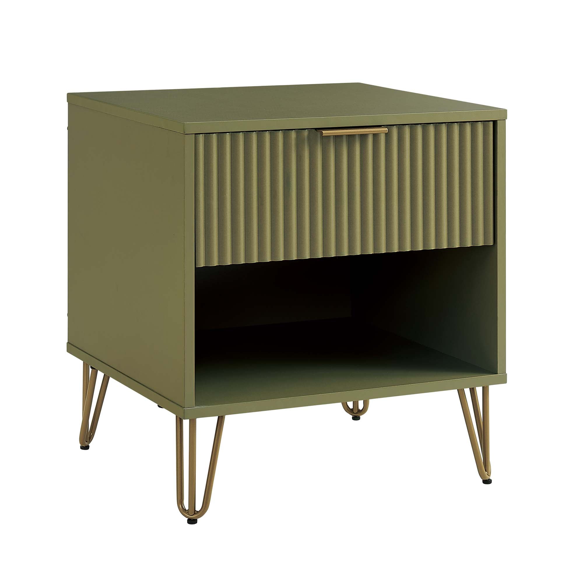 Alt View 5. Manhattan Comfort - Dumbo Modern 20" Fluted Nightstand - Set of 2 - Olive Green.