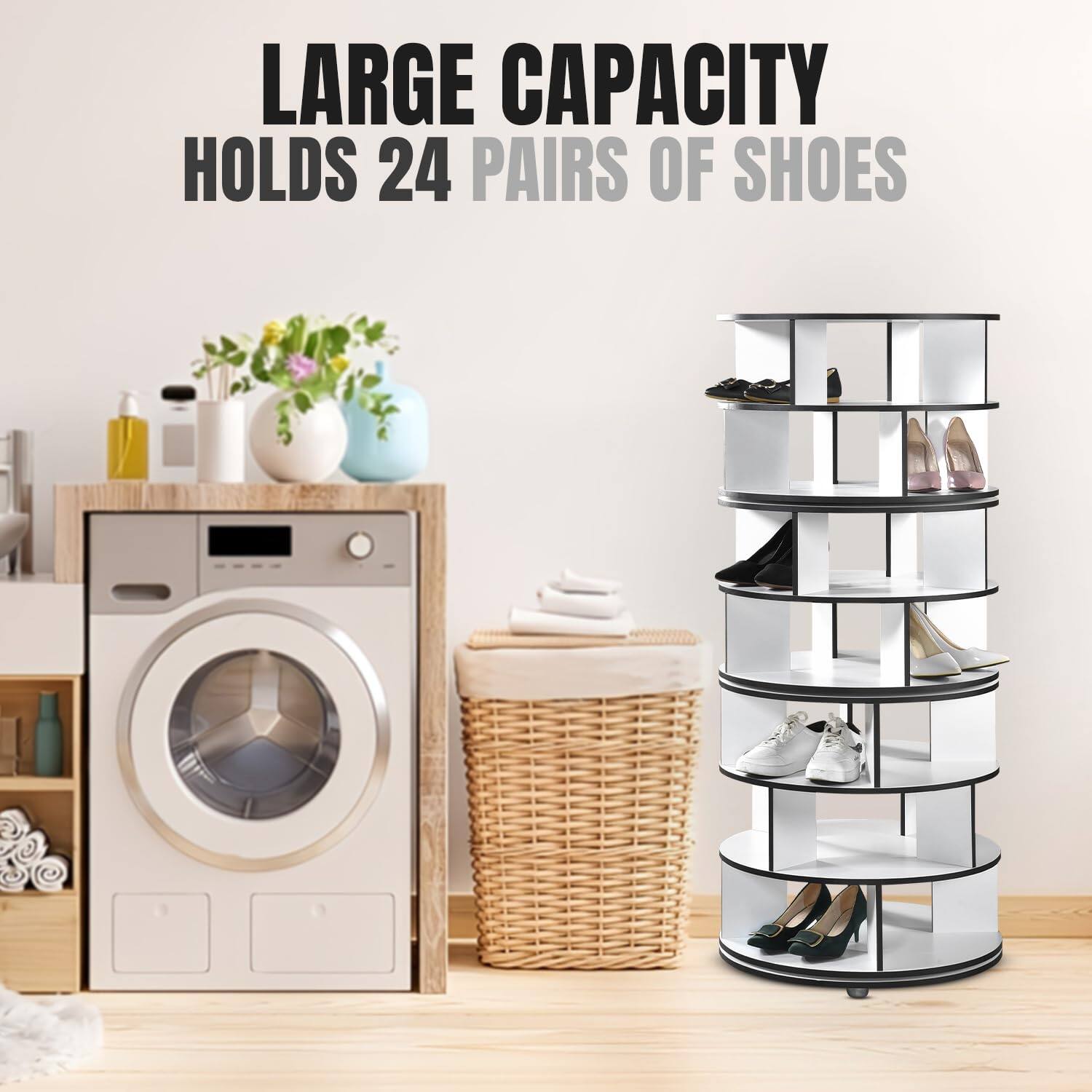 LARGE CAPACITY  
HOLDS 24 PAIRS OF SHOES