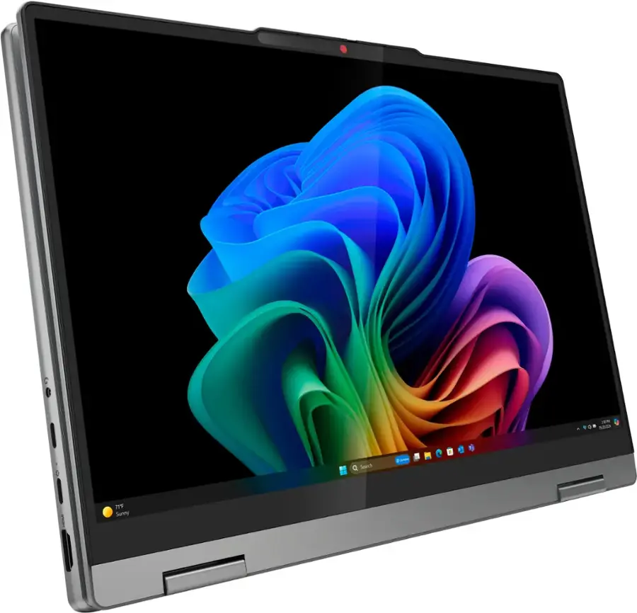 I'm sorry, but the text "iEN  .  S Seach - 217 Sunny" does not seem to be related to the image of a laptop computer. The image shows a laptop screen with a colorful background, possibly a wallpaper or a screen saver.