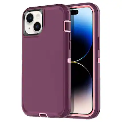 Front. Entronix - Entronix Heavy Duty Triple-Layer Case for iPhone 15 Plus - Ultimate Protection - Purple.