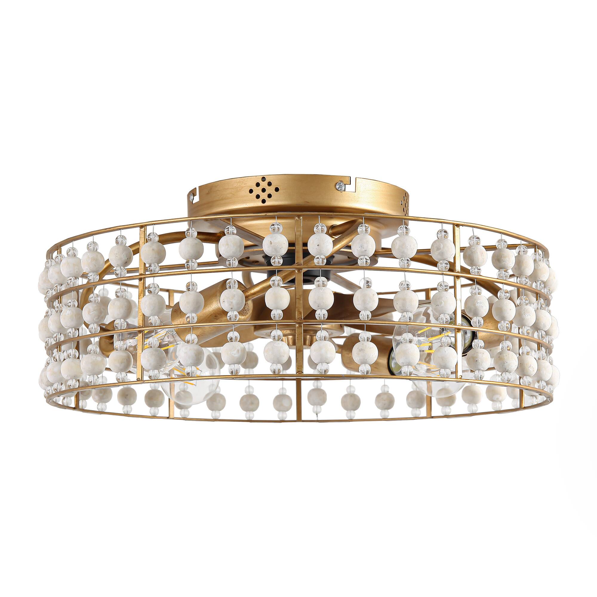 Alt View 7. Parrot Uncle - 18.3 in. Caged Smart Ceiling Fan with Light and Remote and APP Control - Antique Gold.