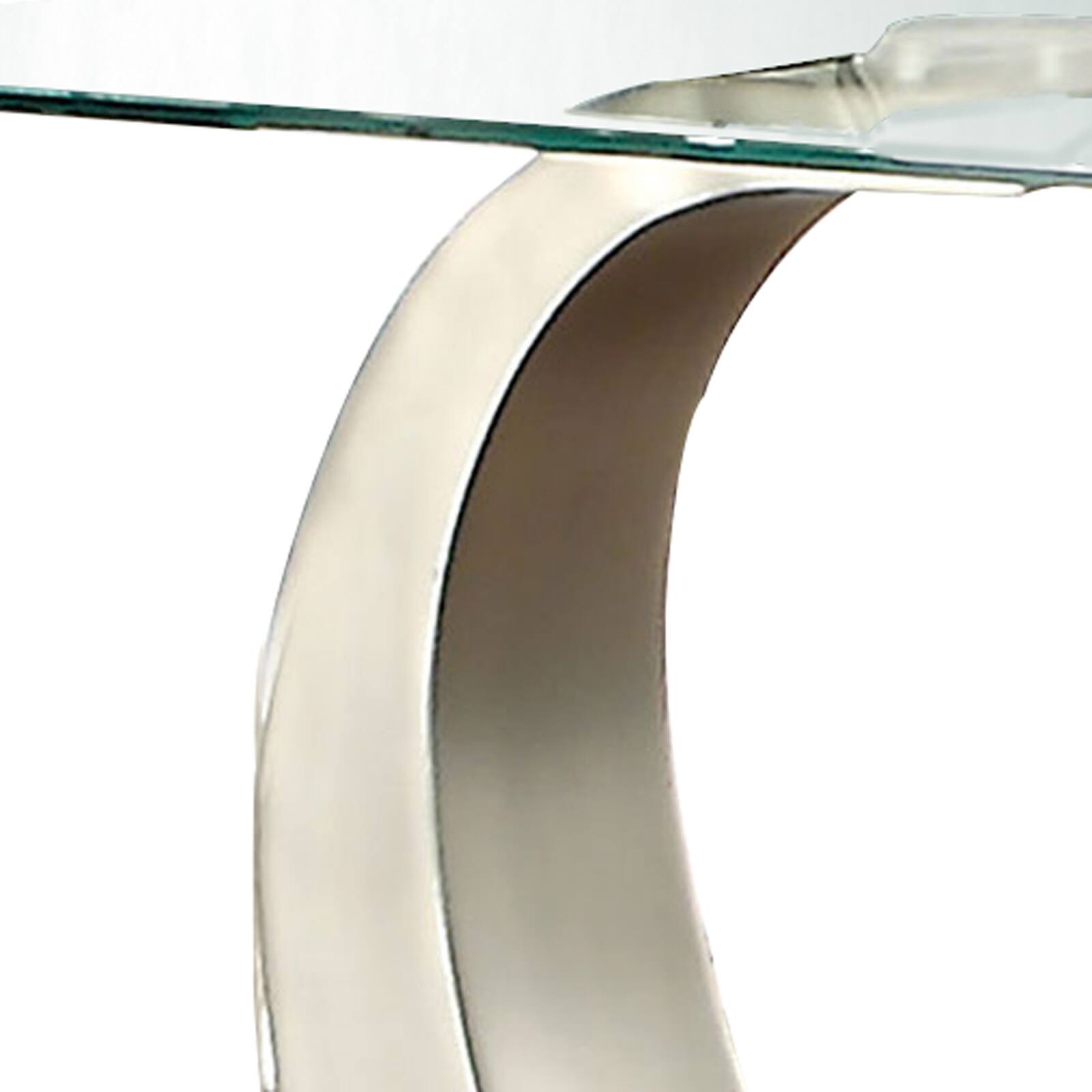 Alt View 2. Manhattan Lane - Glass Top End Table with Curved Pedestal Base - Black and Gray.