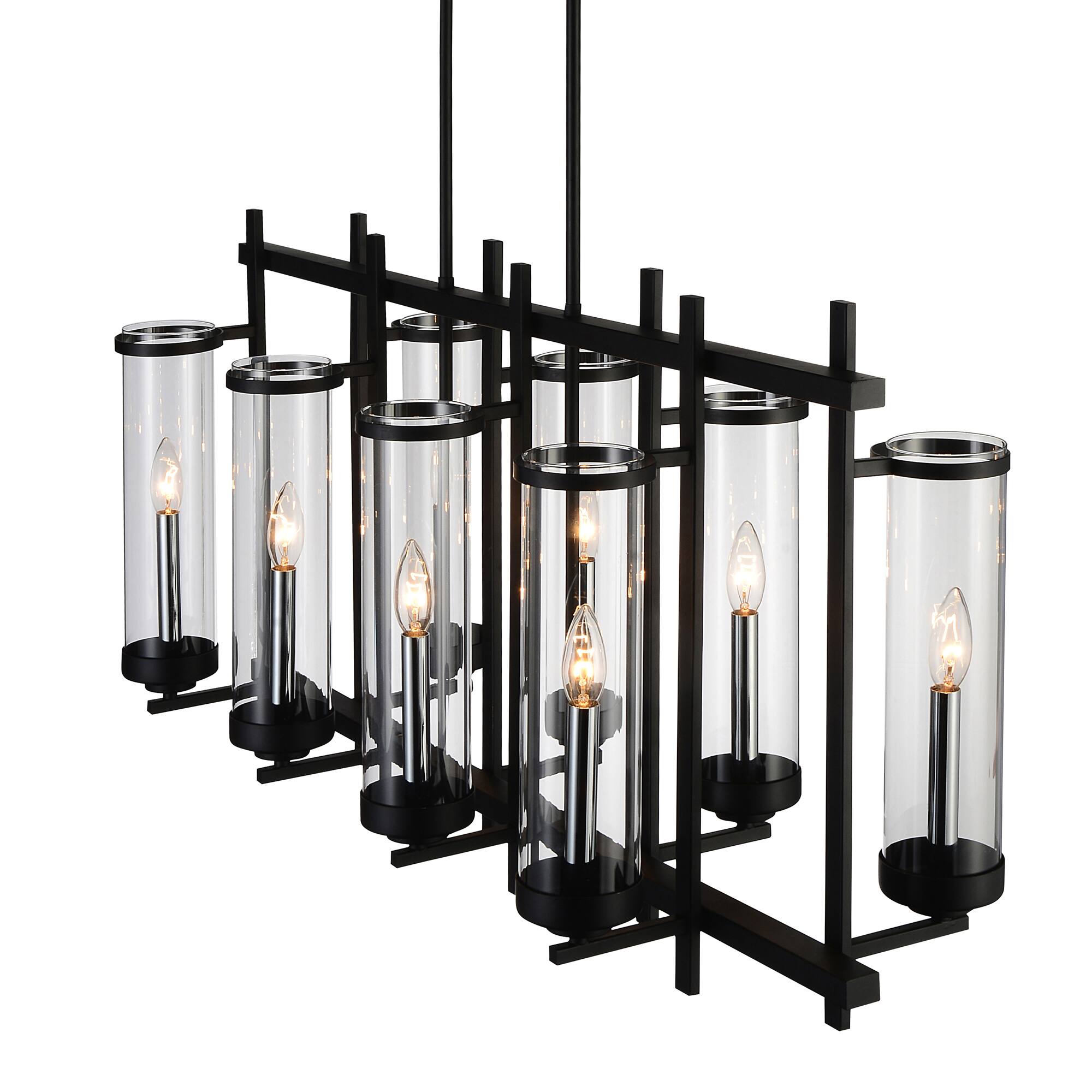 Angle. CWI Lighting - Sierra 8 Light Up Chandelier With Black Finish - Black.