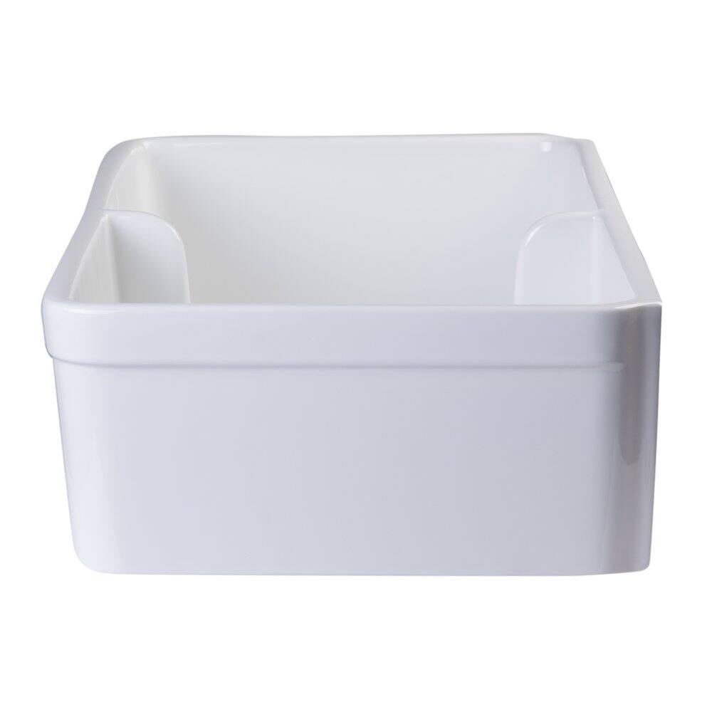 Alt View 2. Alfi - ALFI brand White 32 Short Wall Double Bowl Lip Apron Fireclay Farmhouse Kitchen Sink - White.