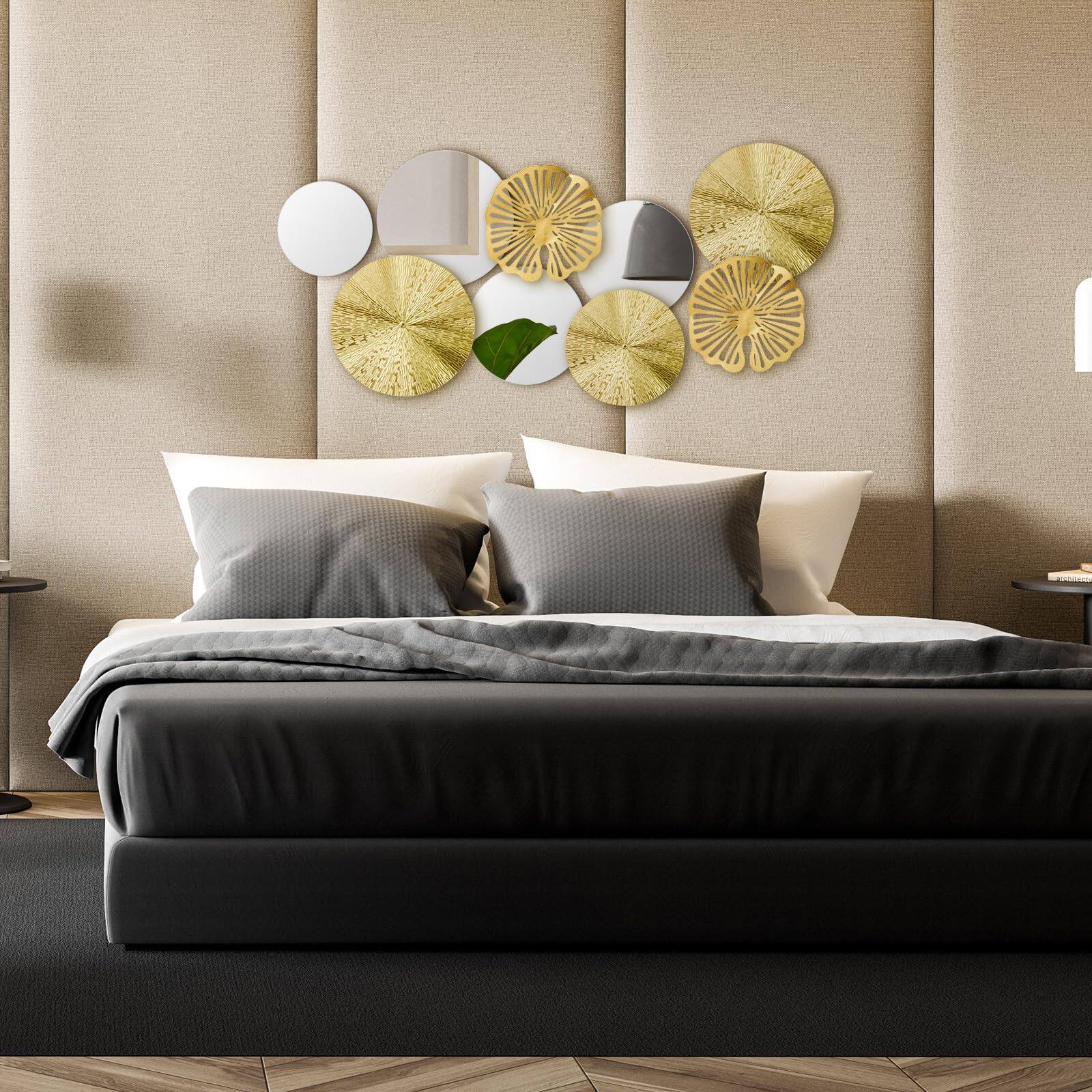 Alt View 3. TECH SAFARI - Circle Mirrors Metal Home Decor Wall Decorative Modern Round Accent Art Sculpture Hanging Decorations For L - Silver.