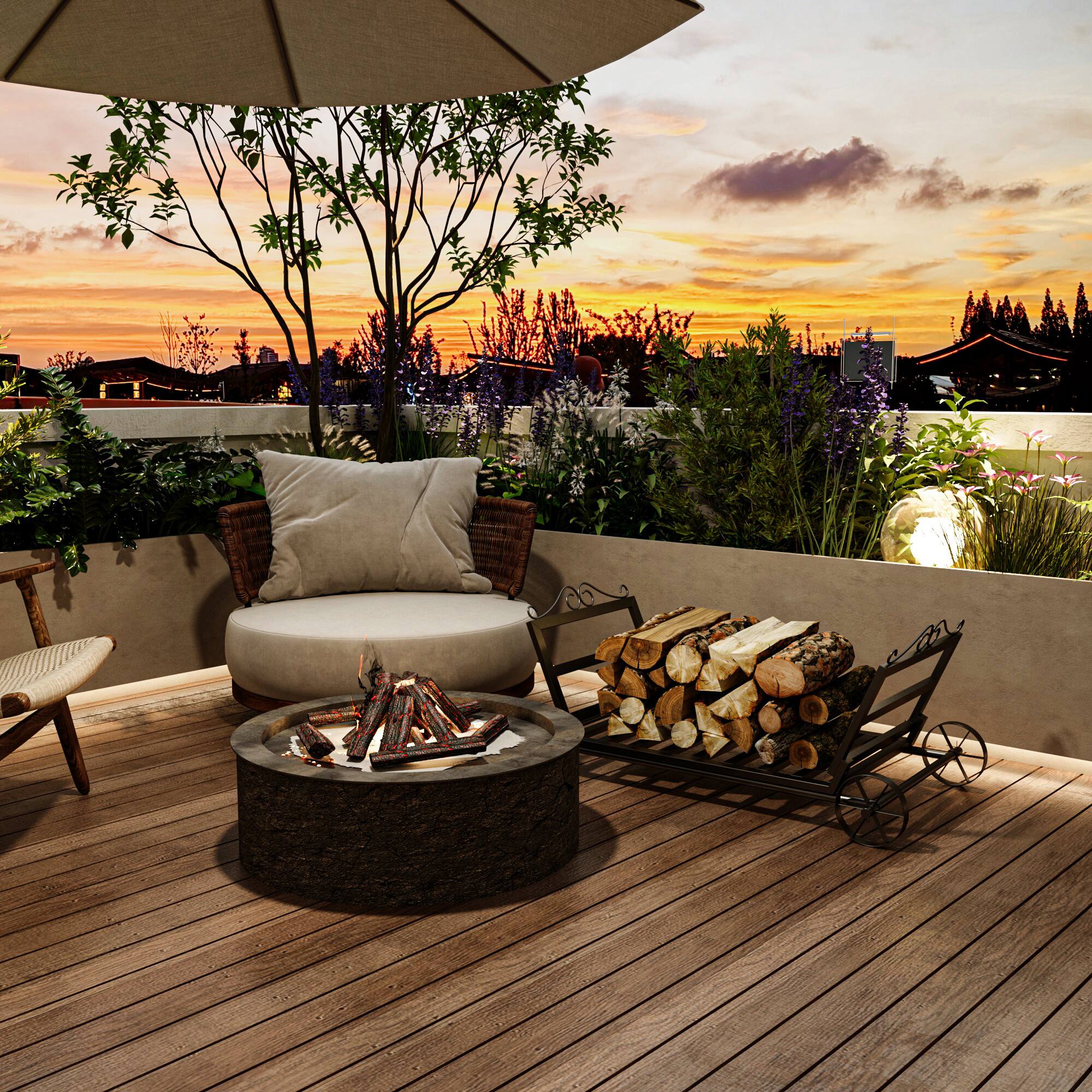 Alt View 3. Famapy - Heavy-Duty Firewood Rack with Wheels – 150 lbs Capacity, Indoor Outdoor Metal Log Holder Cart for Fireplace Storage - Black.