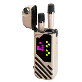 PRIMEPLUS - K18 Portable Karaoke Machine with 2 Wireless Microphones, Bluetooth 5.3 Karaoke Speaker, 3000mAh Battery/TF Card Support - Beige