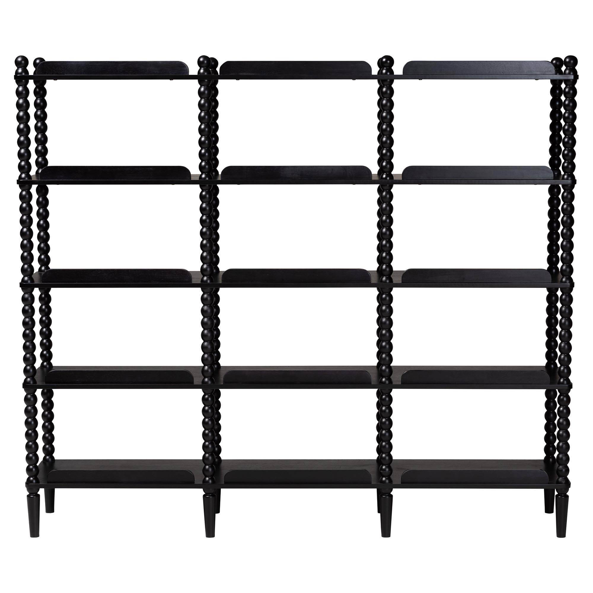 Back. Baxton Studio - Lucera Bobbin 5-Tier Display Shelf - Black.