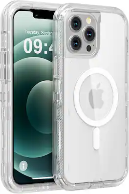 Entronix - Magnetic Case for iPhone 13 Pro Max - Triple-Layer Heavy Duty Protection - Clear