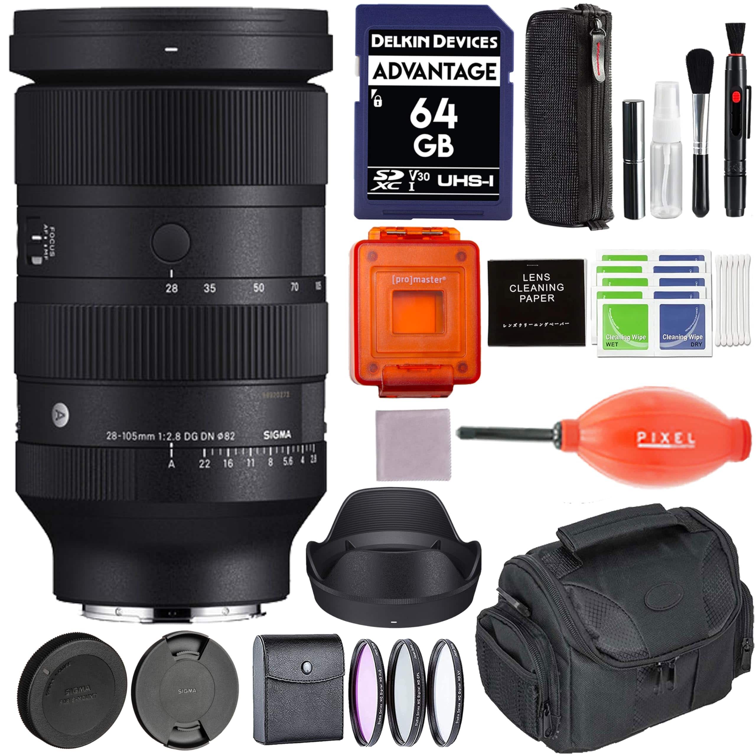 Sigma - 28-105mm f/2.8 DG DN Art Lens for L-Mount with Advance Accessories and Travel Bundle | 636969 - Black