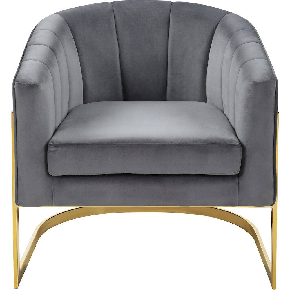 Alt View 2. Meridian Furniture - Carter Grey Velvet Accent Chair - Grey.