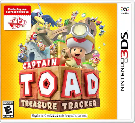 Featuring new courses based on SUPER MARIO ODYSSEY
CAPTAIN TOAD TREASURE TRACKER
Playable in 2D and 3D. 3D mode for ages 7+. See back.
Nintendo 3DS
amiibo
EVERYONE ESRB - E (Everyone)