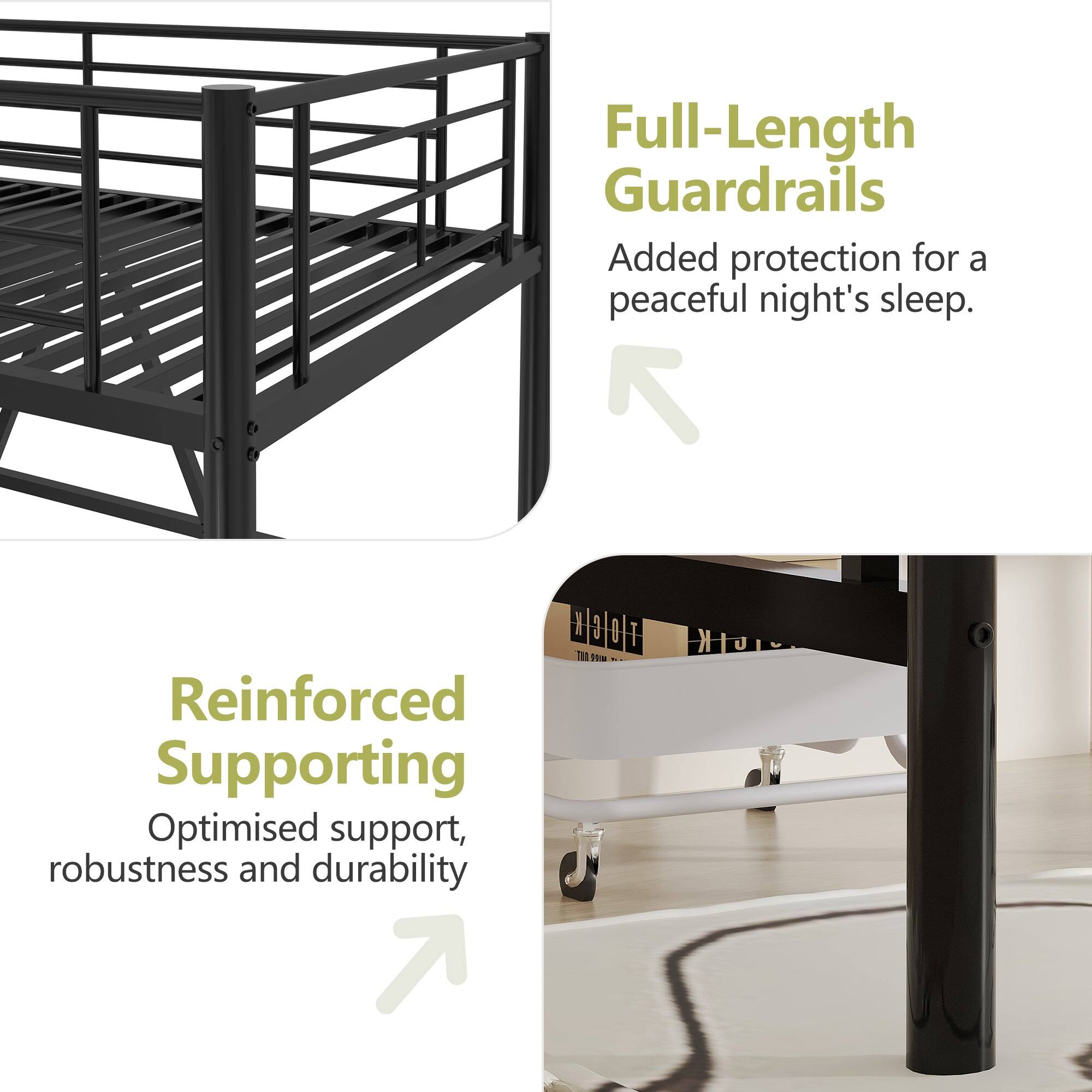 Full-Length Guardrails  
Added protection for a peaceful night's sleep.

Reinforced Supporting  
Optimised support, robustness and durability